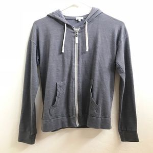 Splendid Cotton Soft Zip Front Hoodie Grey XS